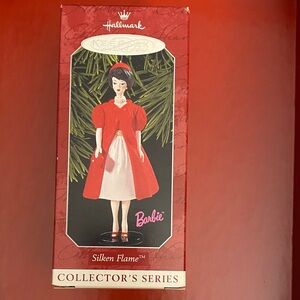 Hallmark Silken Flame Barbie Ornament in Red and White